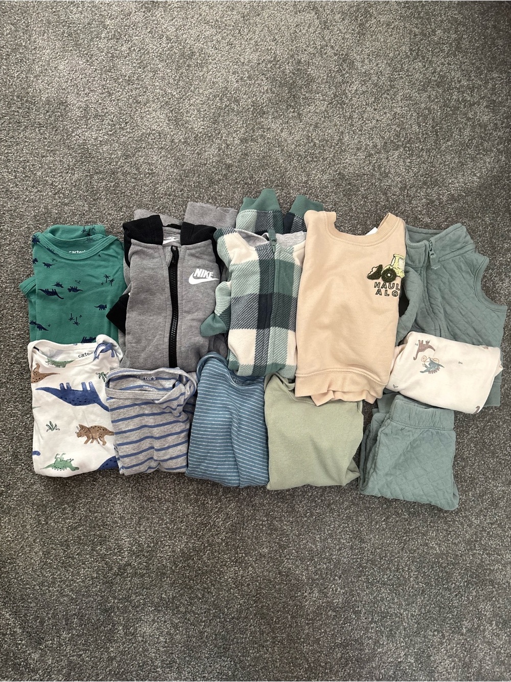 Nike & Mixed Brands Kids Shirt and Top Bundle - Green, Gray, Blue, Cream